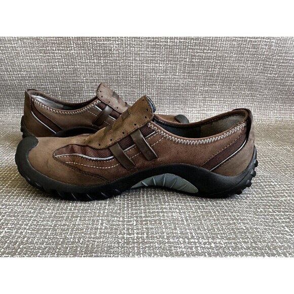 Clarks PRIVO BROWN SUEDE LEATHER ATHLETIC COMFORT SLIDES CLOGS LOAFERS 7M - Picture 2 of 9